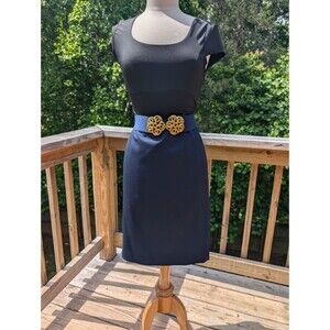 Vintage Pendleton Pencil Skirt Navy Blue Work Business Virgin Wool USA 6